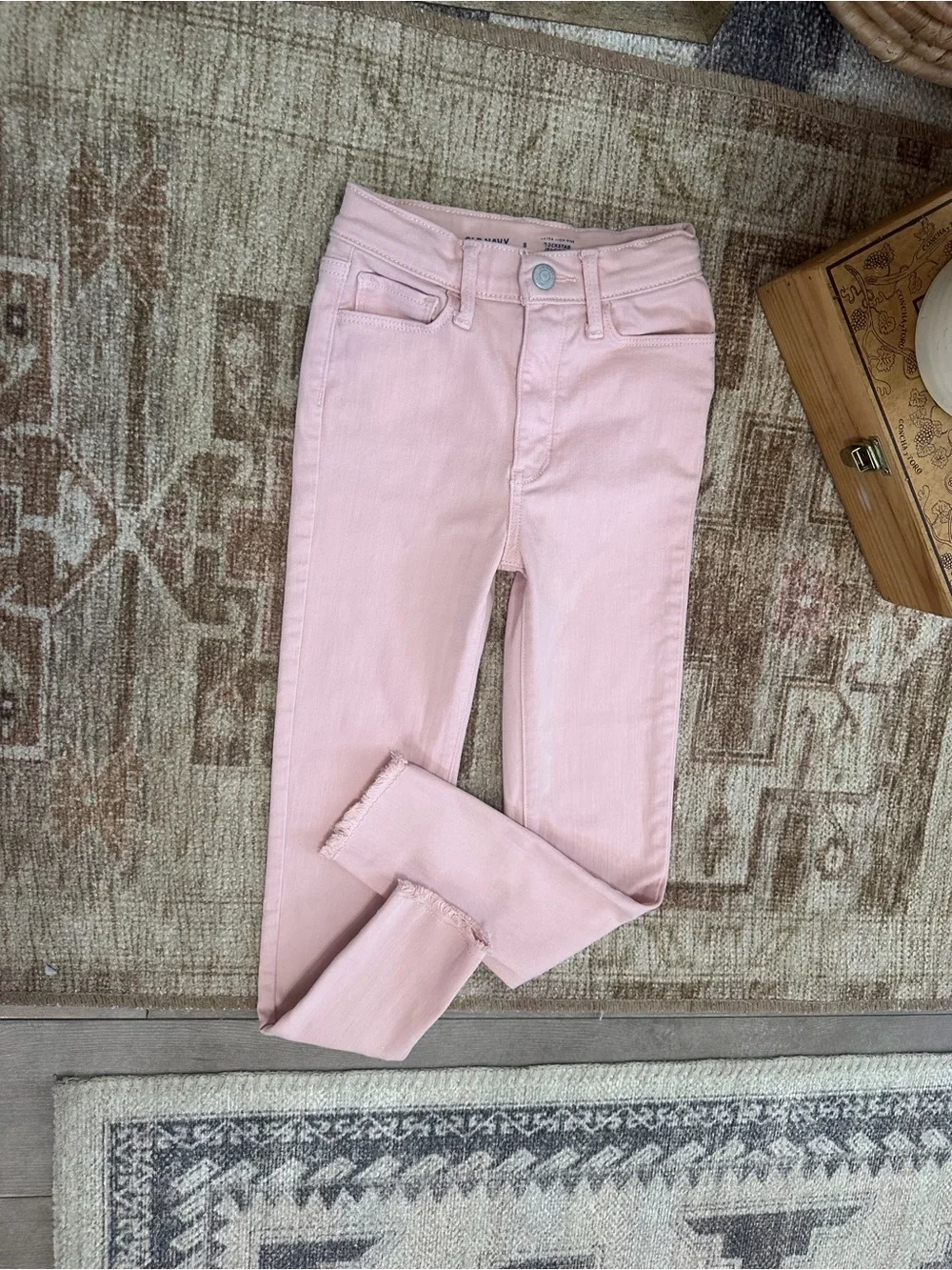 Old Navy Girls Extra High Rise Light Pink Rockstar Jeggings Skinny Jeans sz 8